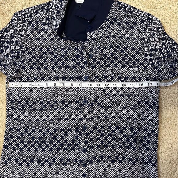 Diane Von Furstenberg silk navy white printed lightweight shirt dress‎ size 4 - Picture 9 of 10